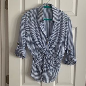 Blue & White Striped Cotton Top - NWOT
